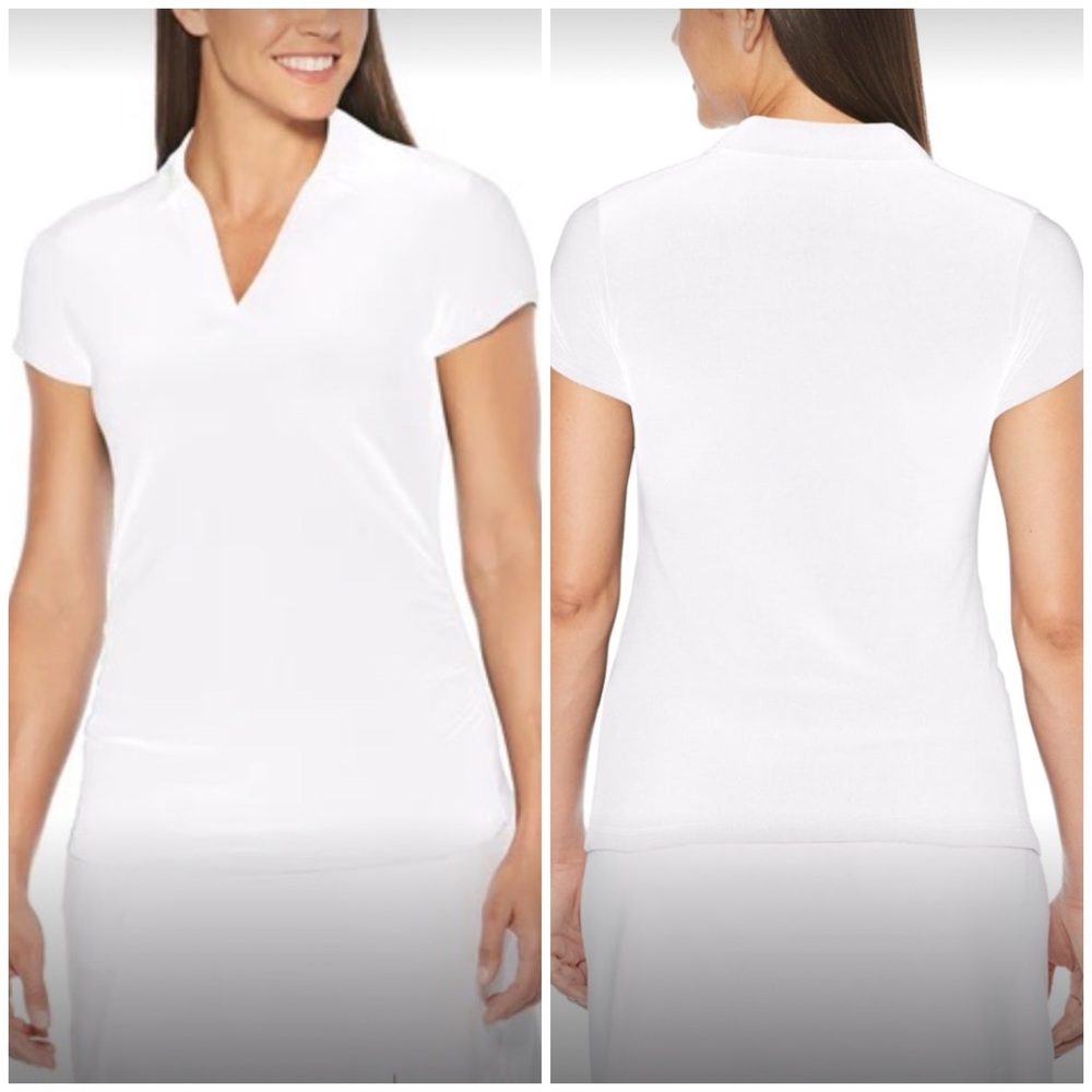 PGA Tour Appare Women’s AirFlux Solid Short Sleeve Polo White‎ Small